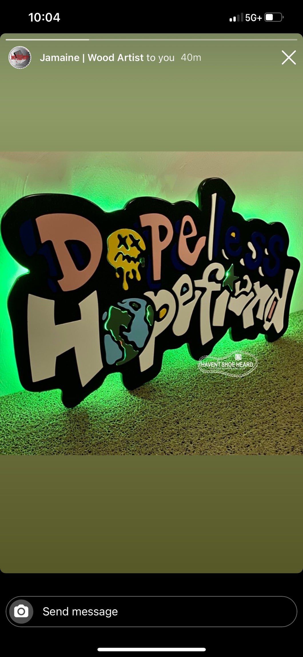 Dopeless Hopefiend Custom Wood LED Collectible Sign