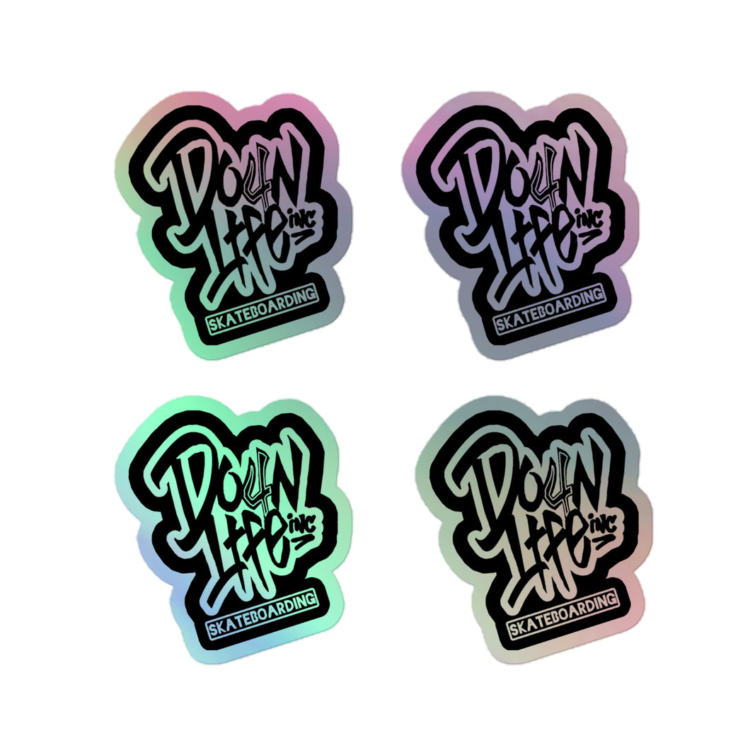 Down For Life Inc Skateboarding Holographic stickers