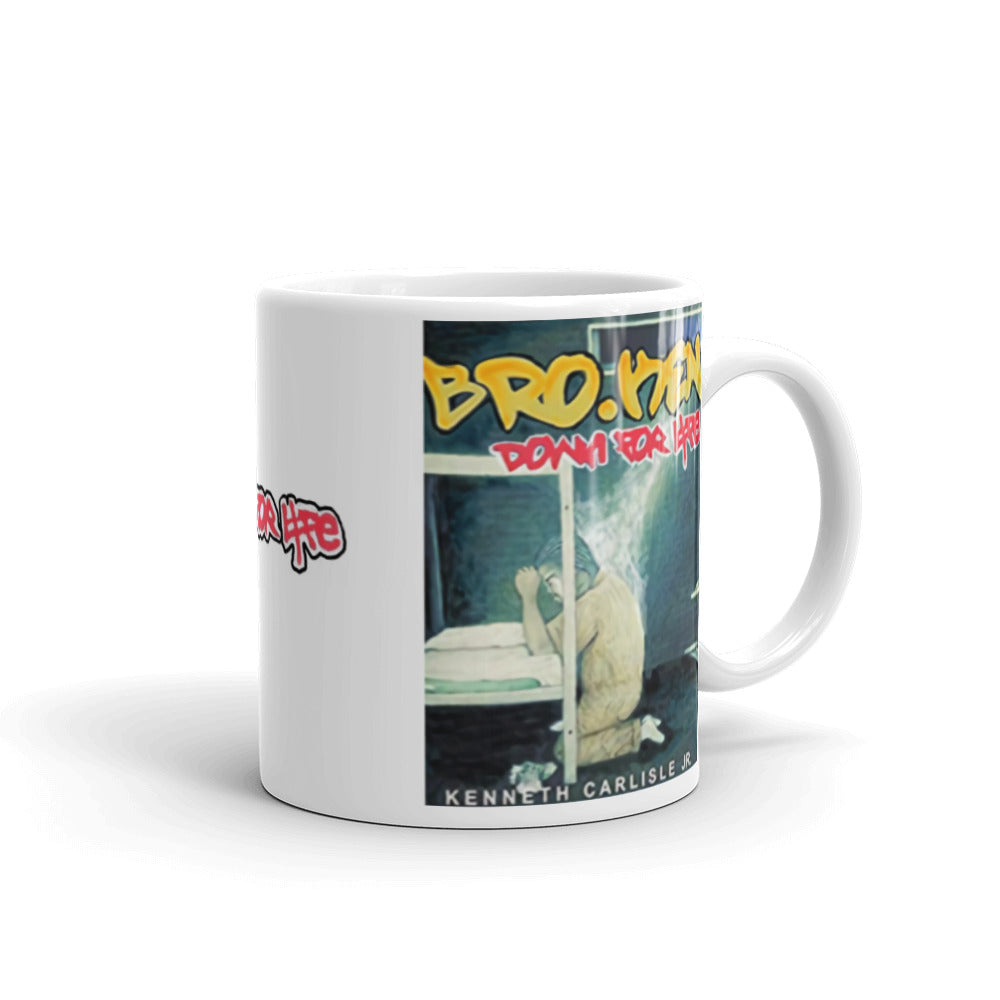 “Down 4 Life” White glossy mug